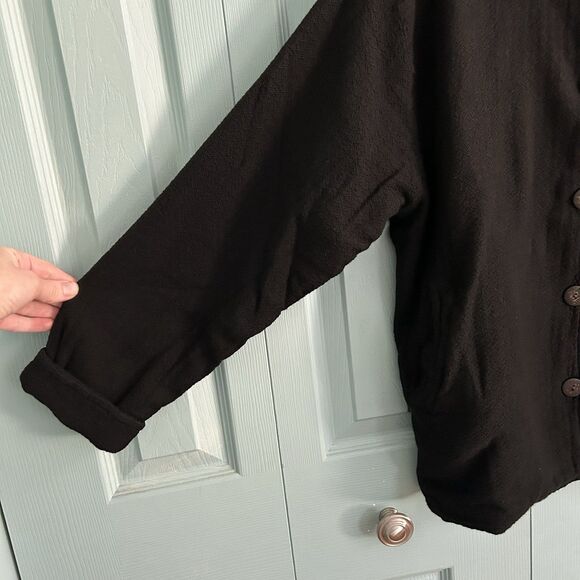 El Huarache Womens Black Woven Cotton Blazer Jacket XS Boho Vtg Minimalist Basic - Picture 5 of 10